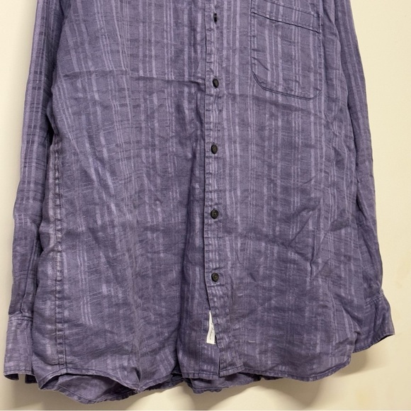 Tommy Bahama Blue Linen Long Sleeve Button Down Shirt - Picture 3 of 5